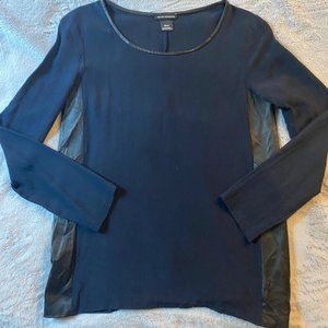 100% Silk Long Sleeve Club Monaco, 100% Lamb Leather Side Panels & Neck Lining